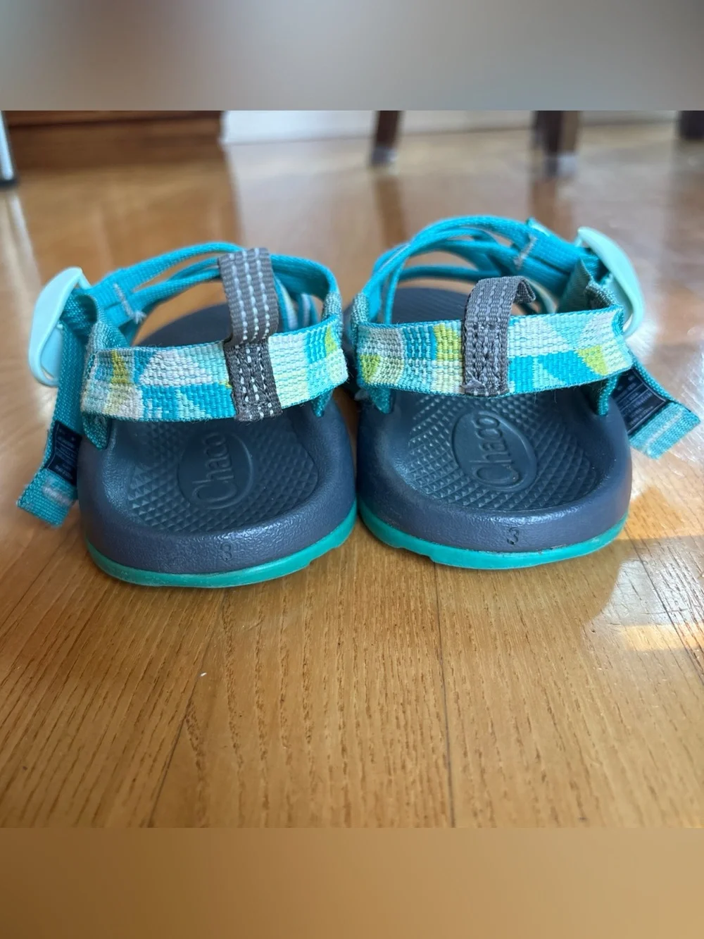 Chaco Kids ZX/1 Ecotread sandals Geometric Teal Green Youth Size 3